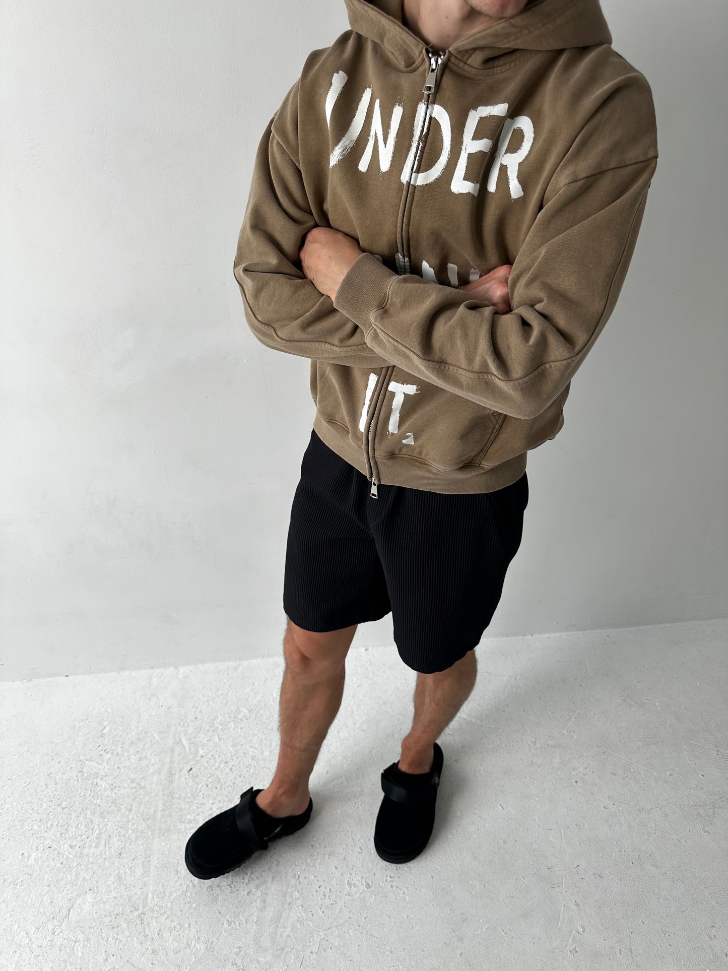 ‘Under think it’ front print hoodie