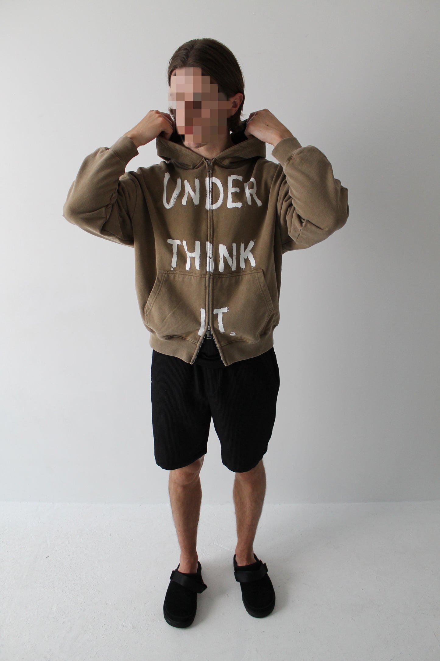 ‘Under think it’ front print hoodie