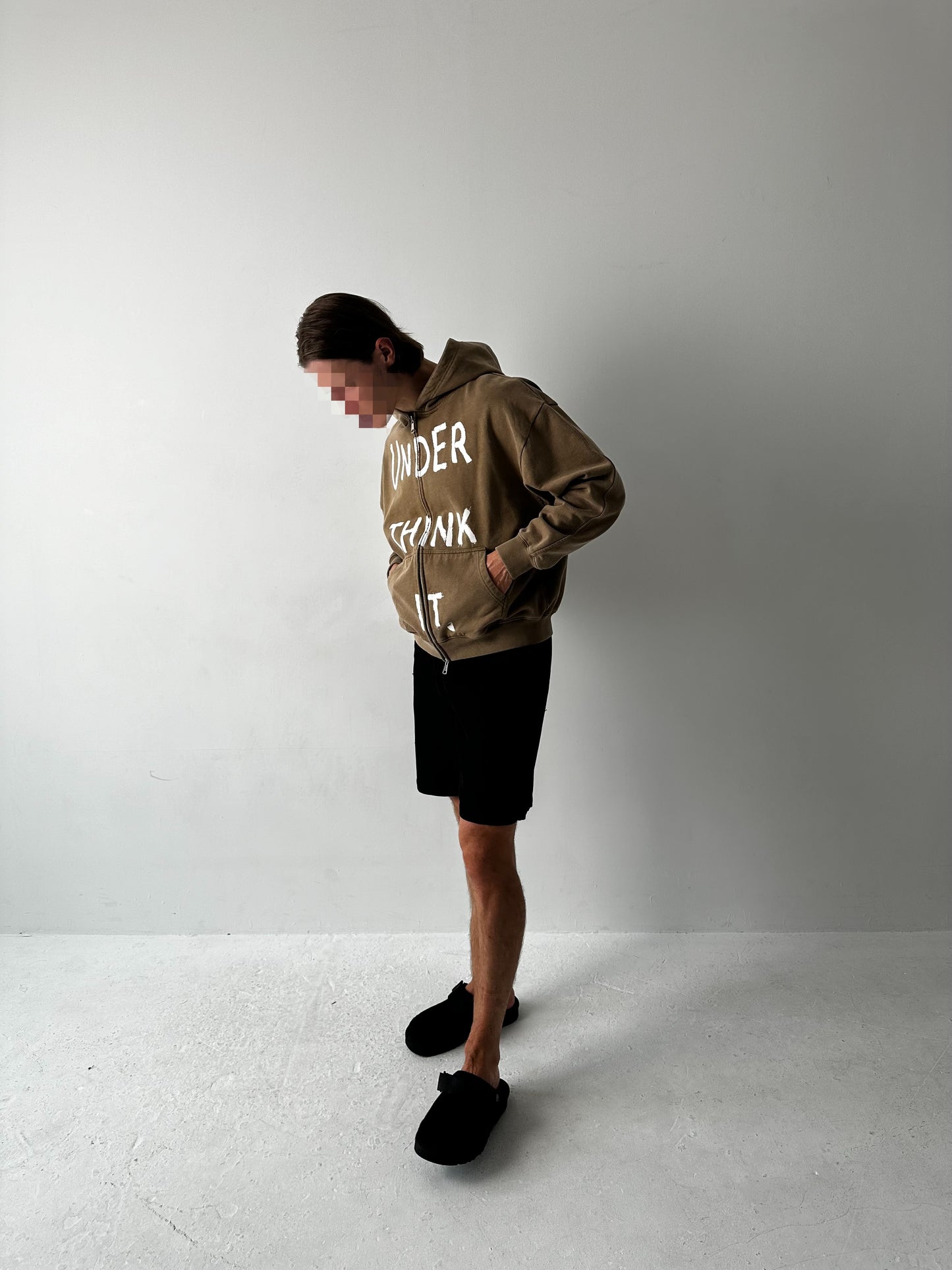 ‘Under think it’ front print hoodie